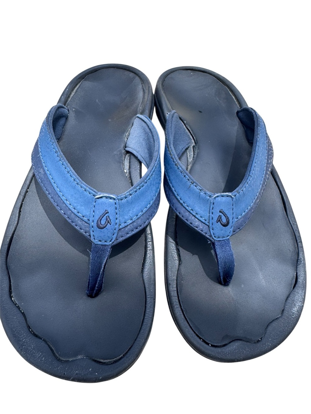 Olukai Ohana  Navy Strap Black Footbed Flip Flops